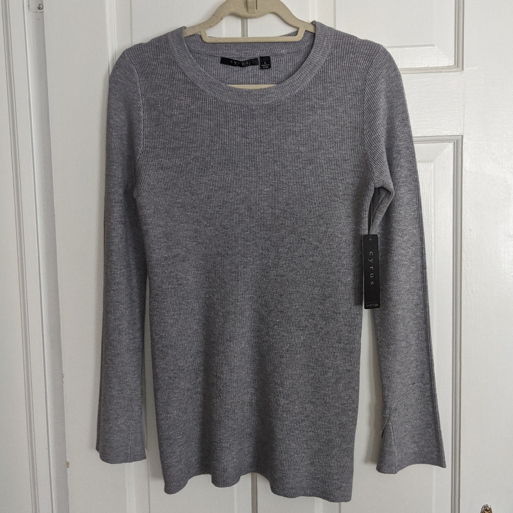 NWT Cyrus crewneck sweater, medium grey, sz L